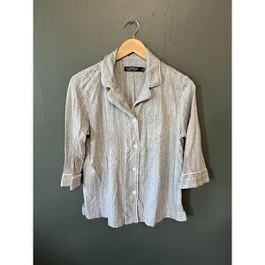 Polo Ralph Lauren Womens Gray Striped Pajama Set Size Medium